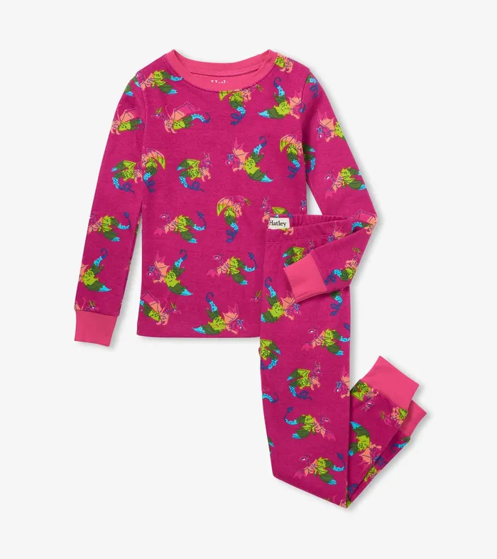 Rainbow Dragons Kids Organic Cotton Pajama Set Hatley