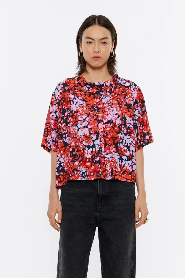 Red Leomimosa Tie Scarf Top Leomimosa Red Women Bimba Y Lola Shirts