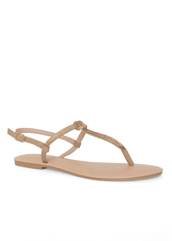 RHINESTONE THONG SANDALS Gold Women VENUS Sandals and Wedges
