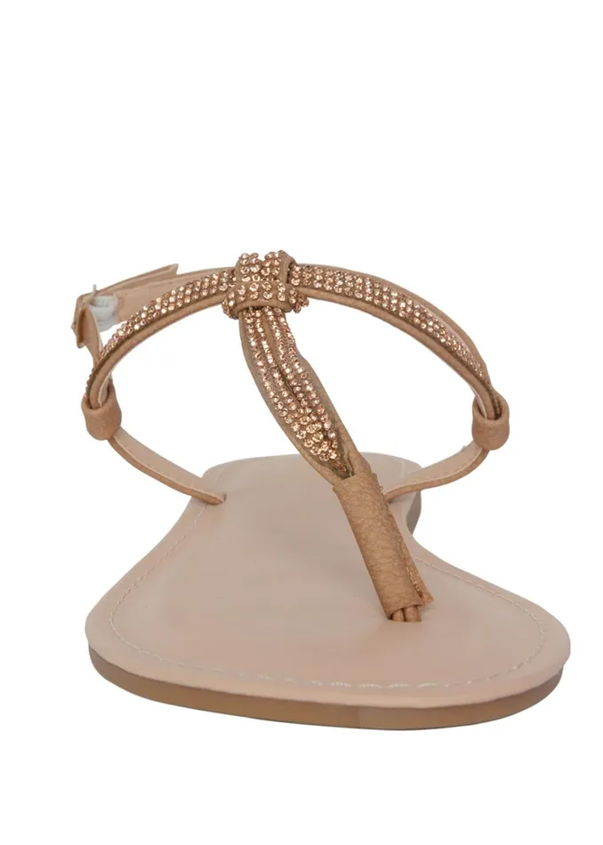 RHINESTONE THONG SANDALS Gold Women VENUS Sandals and Wedges