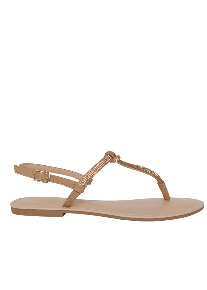 RHINESTONE THONG SANDALS Gold Women VENUS Sandals and Wedges