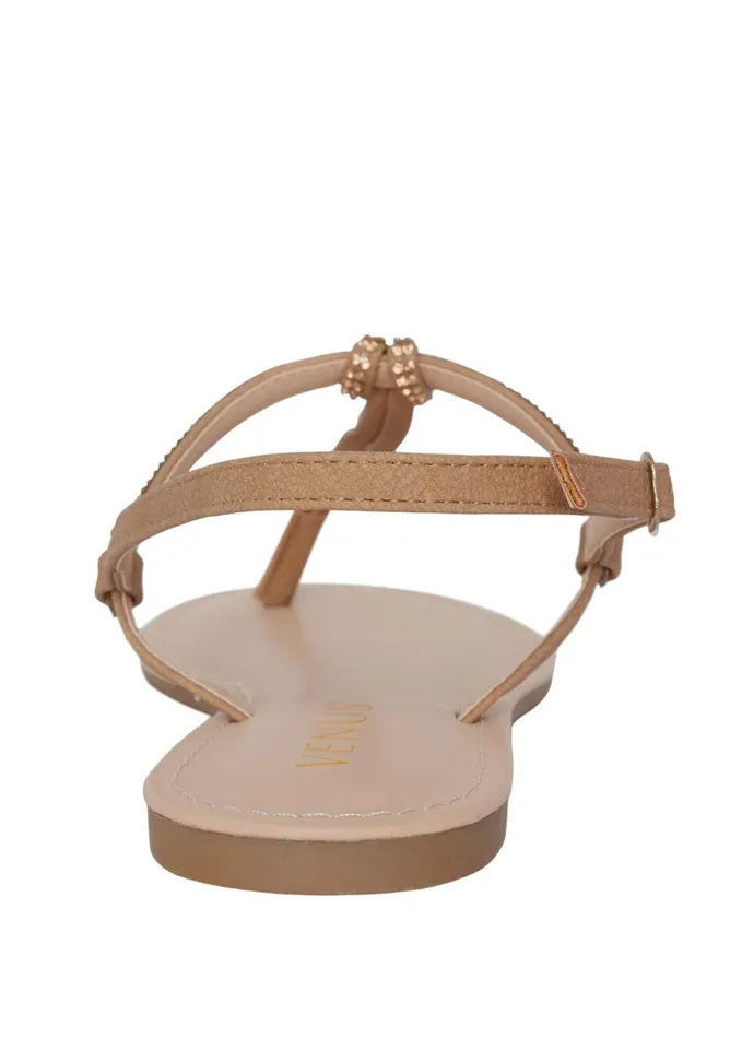 RHINESTONE THONG SANDALS Gold Women VENUS Sandals and Wedges