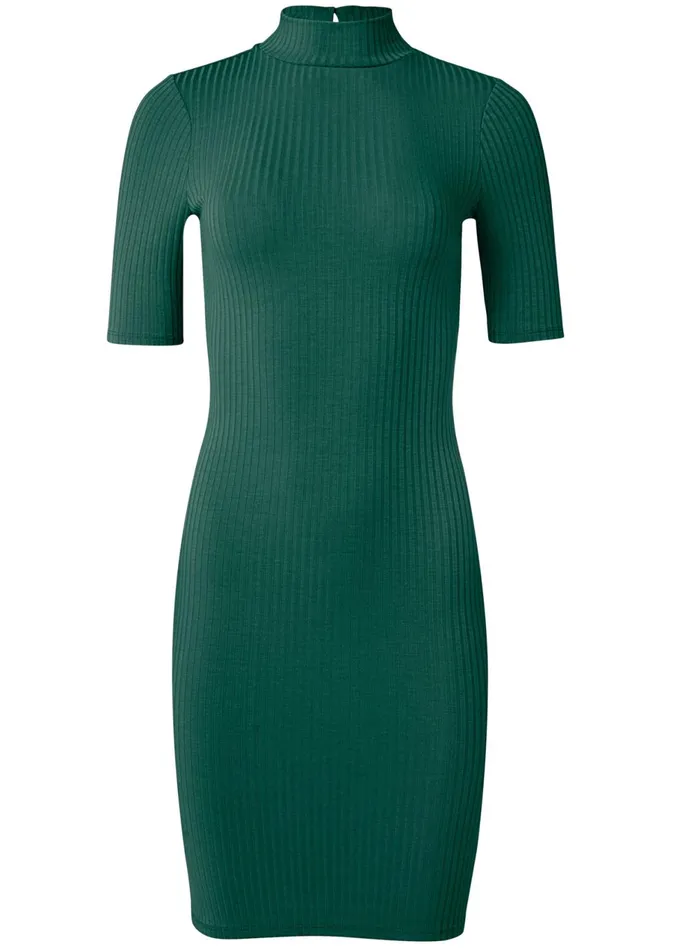Ribbed Mockneck Dress Green Women VENUS Casual Dresses