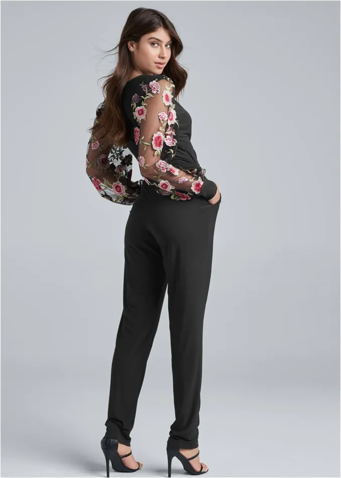 ROSE ROMANCE JUMPSUIT Black Multi Women VENUS Jumpsuits ROSE ROMANCE JUMPSUIT Black Multi Women VENUS Jumpsuits