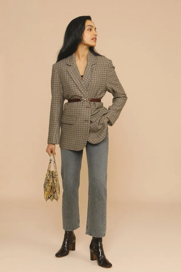 Rouje JACQUES Jacket Pied De Poule Marron Women Coats and Jackets