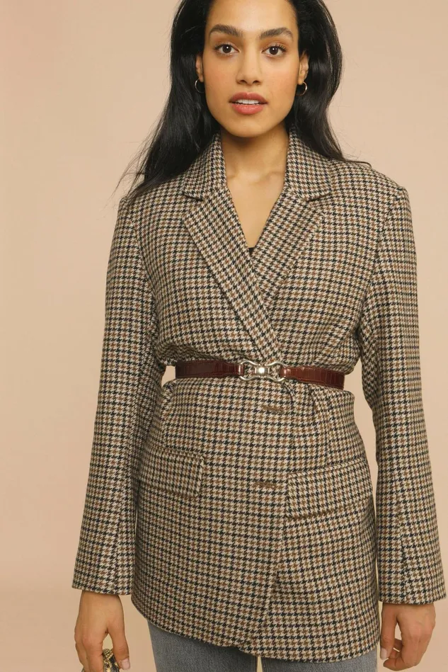 Rouje JACQUES Jacket Pied De Poule Marron Women Coats and Jackets