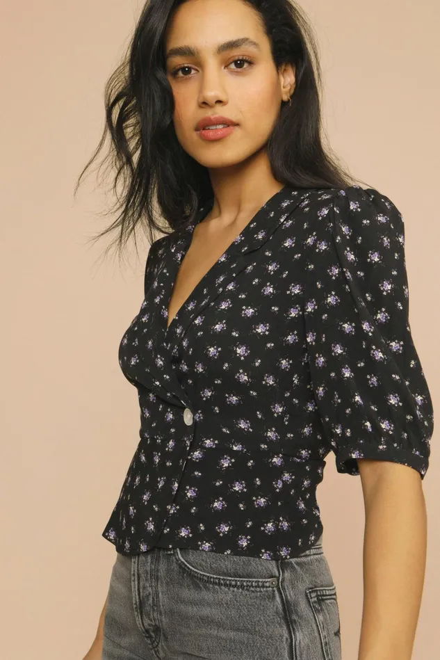 Rouje LOUISETTE Top Bouquet Noir Women Blouses and Tops
