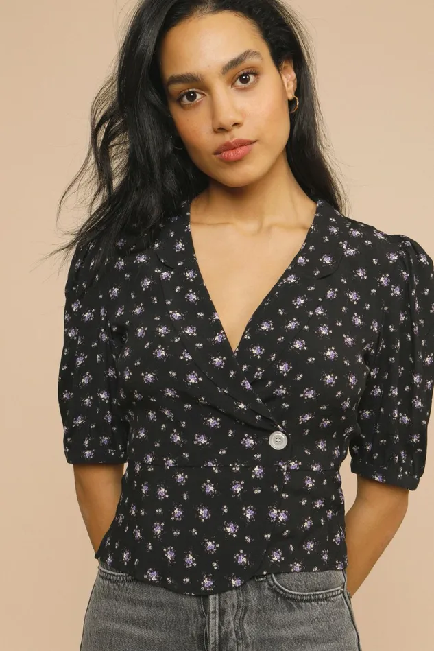 Rouje LOUISETTE Top Bouquet Noir Women Blouses and Tops
