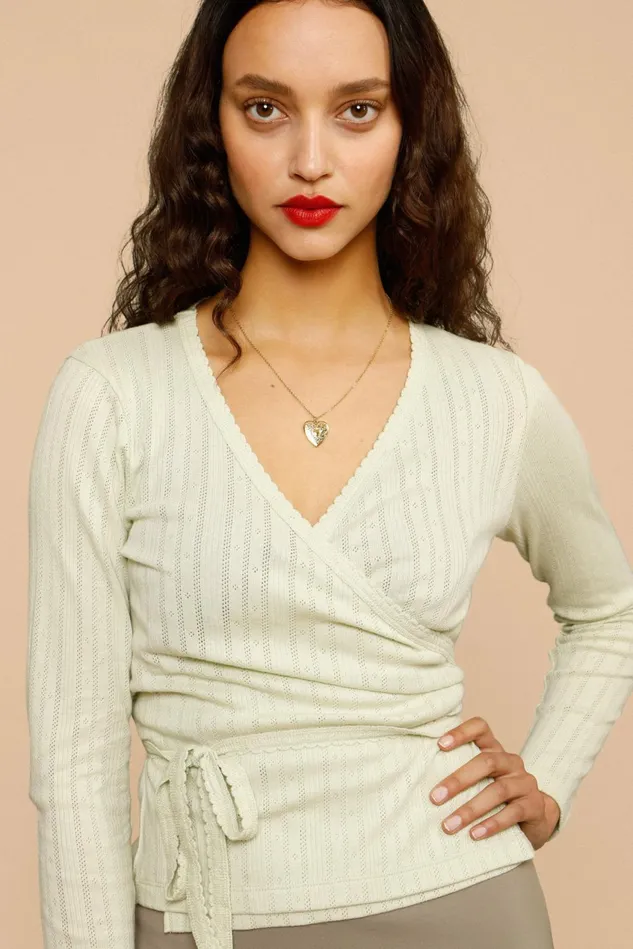 Rouje MAELYS Wrap Top Pistache Uni Women Blouses and Tops