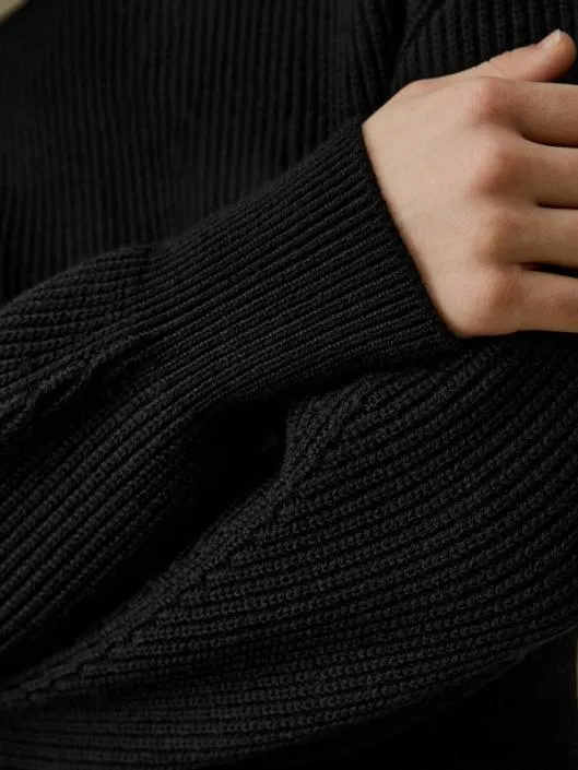 Round Neck DropShoulder Merino Wool Sweater Women Lilysilk Knitwear