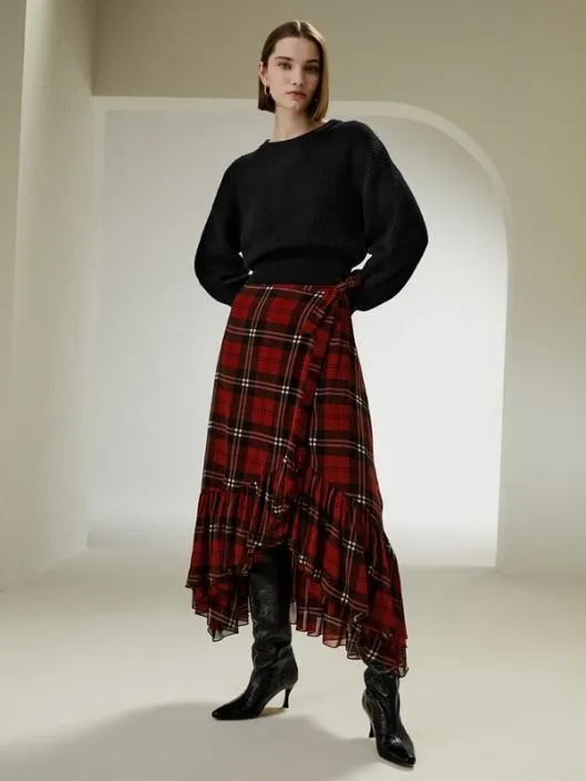 Round Neck DropShoulder Merino Wool Sweater Women Lilysilk Knitwear