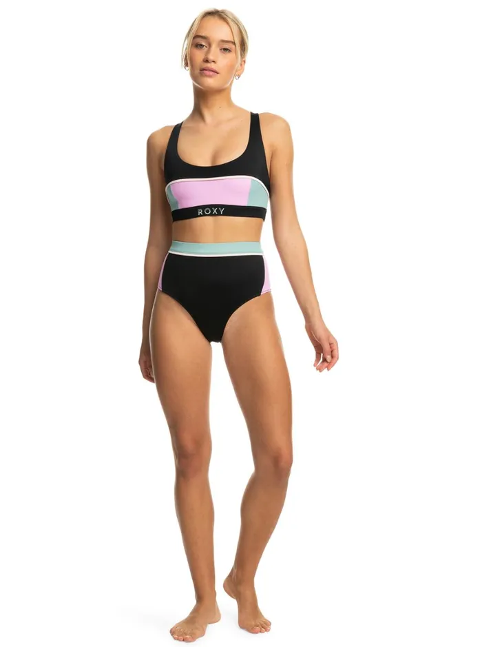 Roxy Active Swimsuits Roxy Active High Waist Bikini Bottoms Anthracite 8211 Women