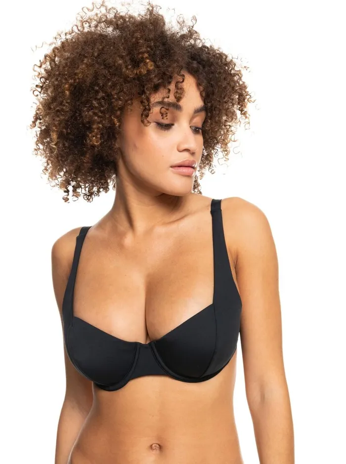Roxy Bikinis Beach Classics Underwired DCup Bikini Top Anthracite 8211 Women