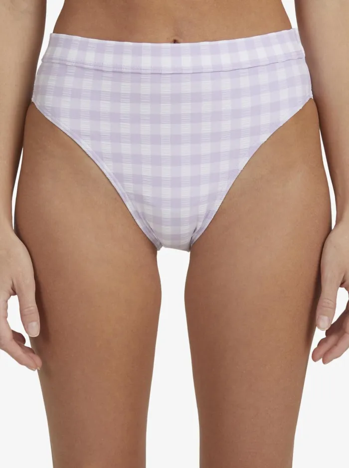 Roxy Bikinis Heart The Check Moderate Coverage Bikini Bottoms Castle Gingham Lg Pastel Lilac 8211 Women