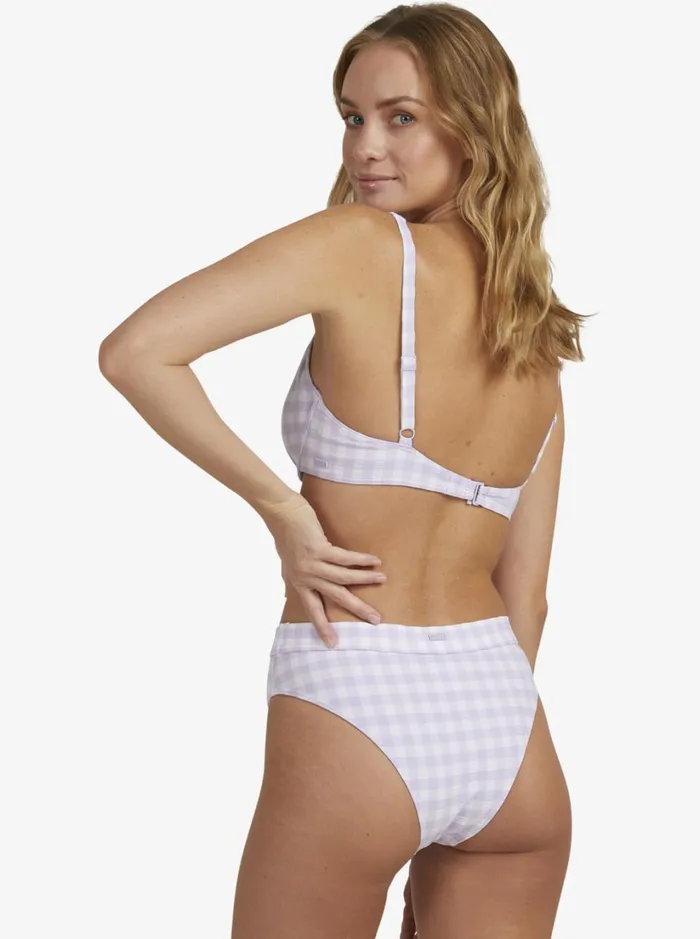 Roxy Bikinis Heart The Check Moderate Coverage Bikini Bottoms Castle Gingham Lg Pastel Lilac 8211 Women