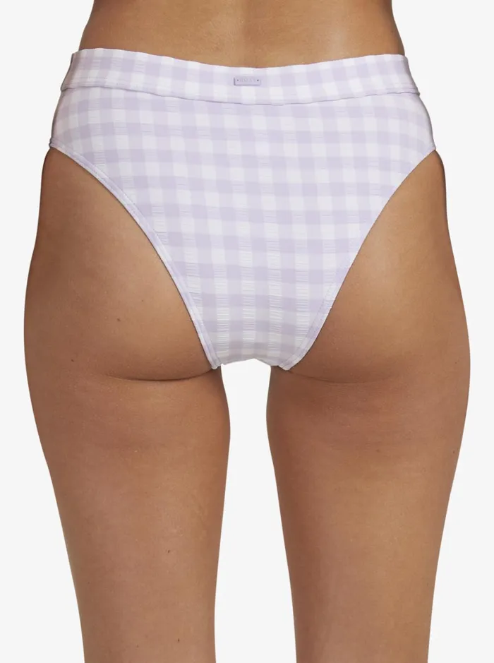 Roxy Bikinis Heart The Check Moderate Coverage Bikini Bottoms Castle Gingham Lg Pastel Lilac 8211 Women