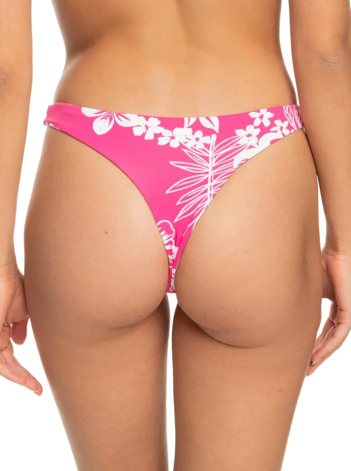 Roxy Bikinis Printed Beach Classics Skimpy Bikini Bottoms Shocking Pink Hello Aloha 8211 Women