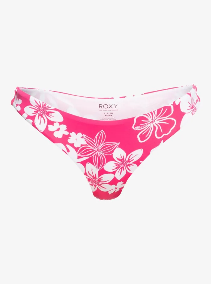 Roxy Bikinis Printed Beach Classics Skimpy Bikini Bottoms Shocking Pink Hello Aloha 8211 Women