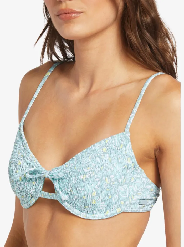 Roxy Bikinis Seaside Tropics Underwire Smock Bra Bikini Top Tourmaline Pretty Paisley 8211 Women