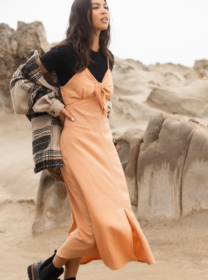 Roxy Dresses Bittersweet Step Midi Dress Toasted Nut 8211 Women