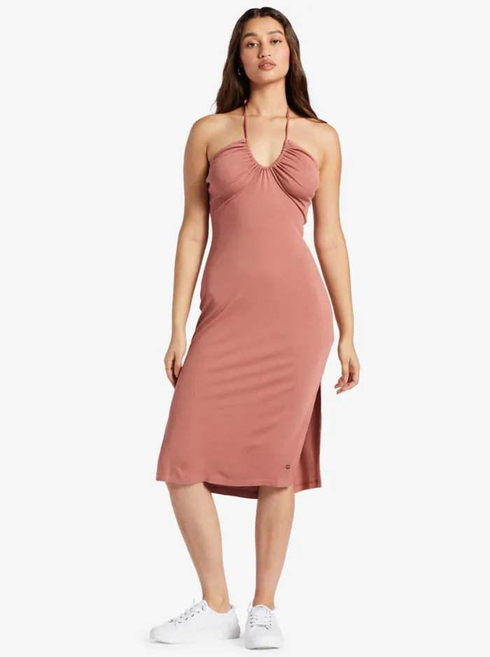 Roxy Dresses Late Sunset Halter Midi Dress Cedar Wood 8211 Women