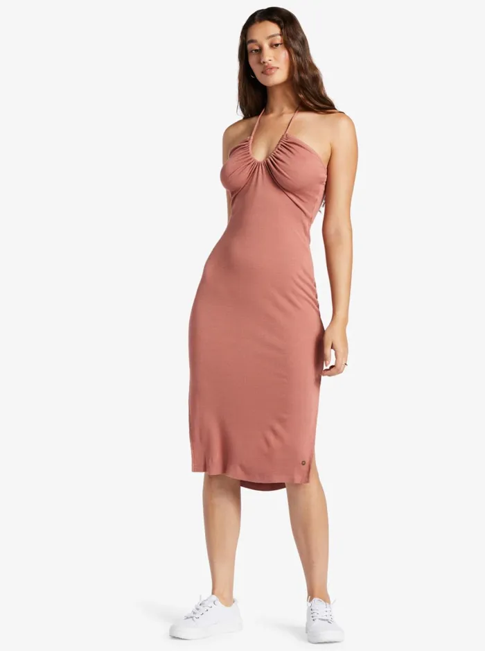 Roxy Dresses Late Sunset Halter Midi Dress Cedar Wood 8211 Women