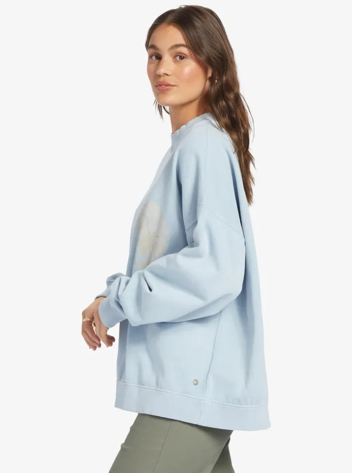 Roxy Fleece and Hoodies Lineup Oversized Sweatshirt Clear Sky 8211 Women