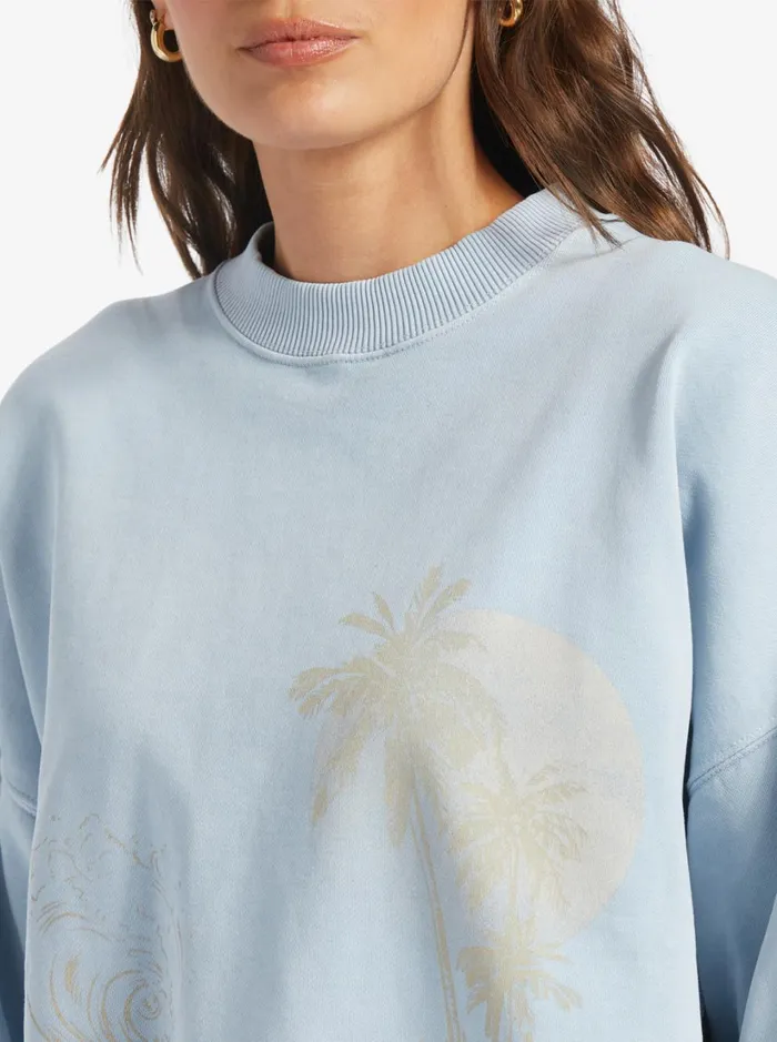 Roxy Fleece and Hoodies Lineup Oversized Sweatshirt Clear Sky 8211 Women