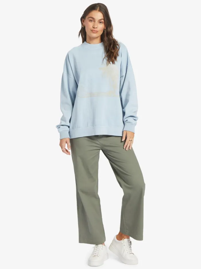 Roxy Fleece and Hoodies Lineup Oversized Sweatshirt Clear Sky 8211 Women