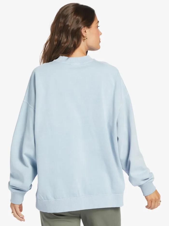 Roxy Fleece and Hoodies Lineup Oversized Sweatshirt Clear Sky 8211 Women