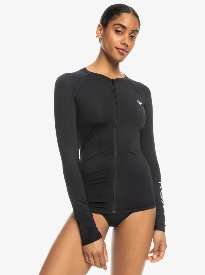 Roxy Rashguards New Essentials Long Sleeve ZipUp Rashguard Anthracite 8211 Women Roxy Rashguards New Essentials Long Sleeve ZipUp Rashguard Anthracite 8211 Women