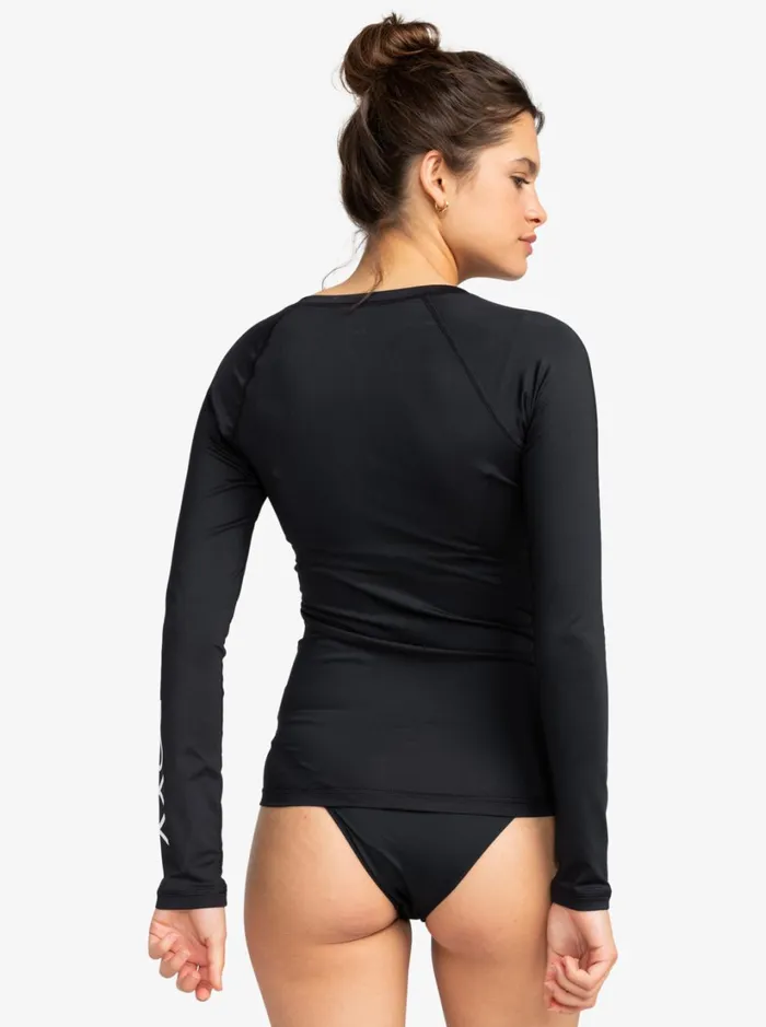 Roxy Rashguards New Essentials Long Sleeve ZipUp Rashguard Anthracite 8211 Women