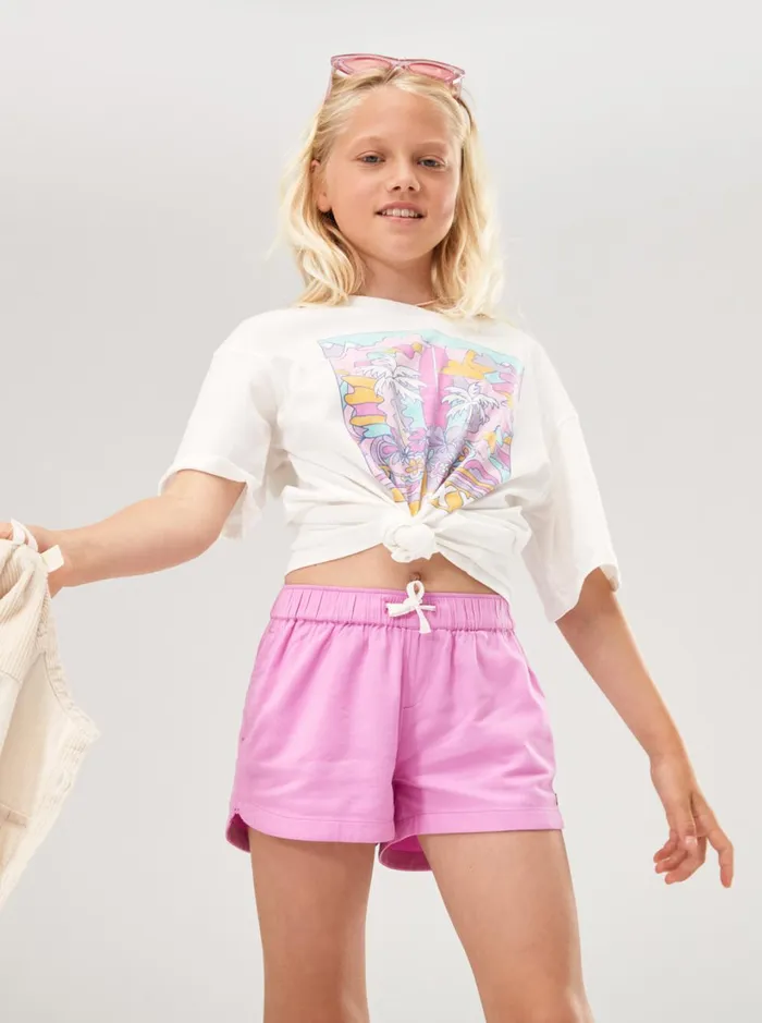 Roxy Skirts and Shorts Girl039s 416 Una Mattina Elastic Waist Shorts Opera Mauve 8211 Women