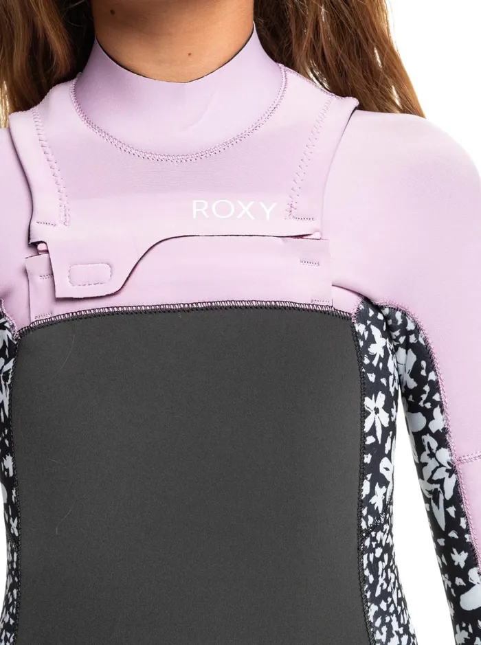 Roxy Surf Girl039s 816 32mm Swell Series Back Zip Wetsuit Jetorchid Bouquet 8211 Women