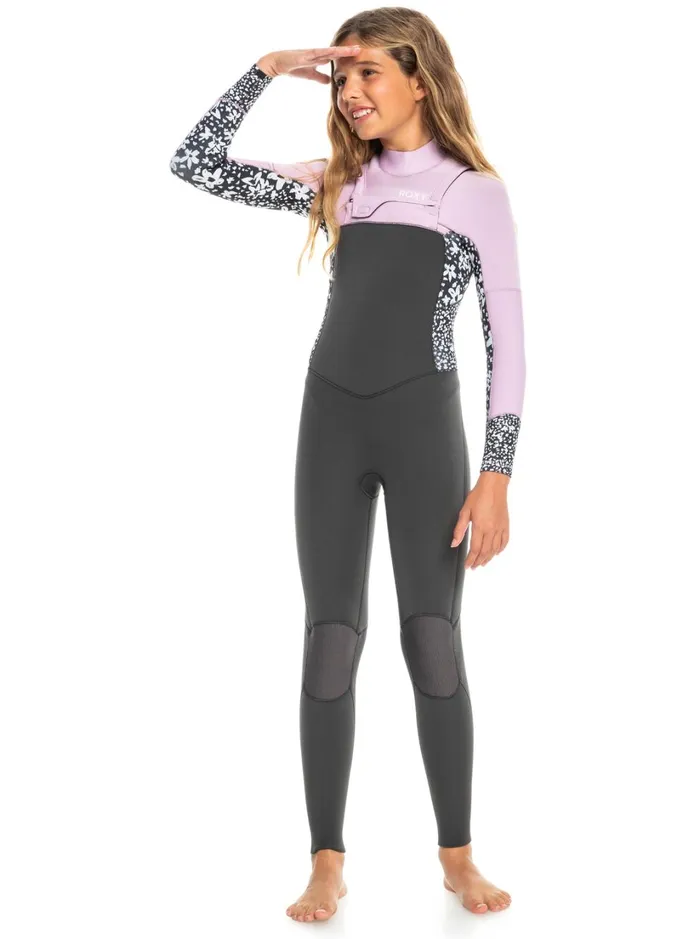 Roxy Surf Girl039s 816 32mm Swell Series Back Zip Wetsuit Jetorchid Bouquet 8211 Women