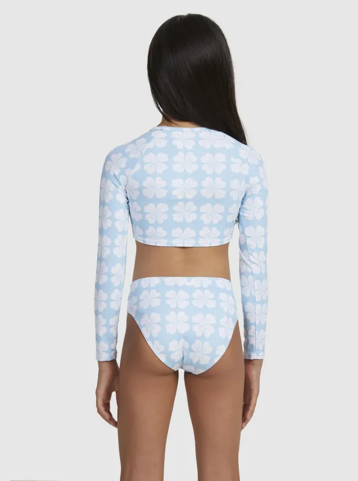 Roxy Surf Girls039 716 Vacation Memories Cropped LongSleeve Rashguard Set Clear Sky Clik 8211 Women