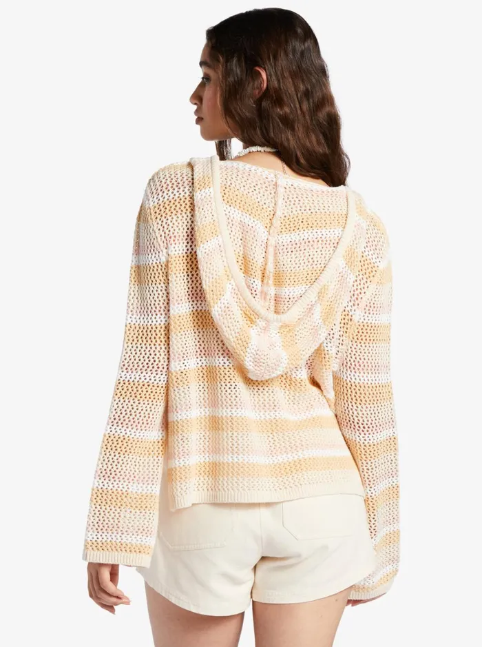 Roxy Sweaters Cropped After Beach Break Hoodie Tapioca Every Day Stripe 8211 Women