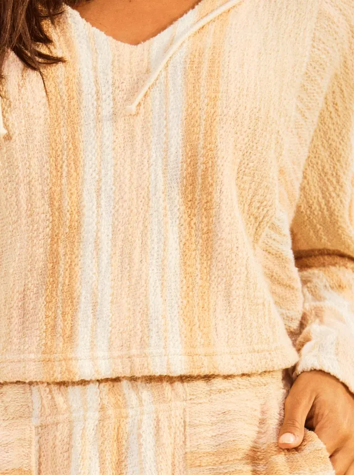 Roxy Sweaters Todos Santos Poncho Style Hoodie Bonzer Stripe Tapioca 8211 Women