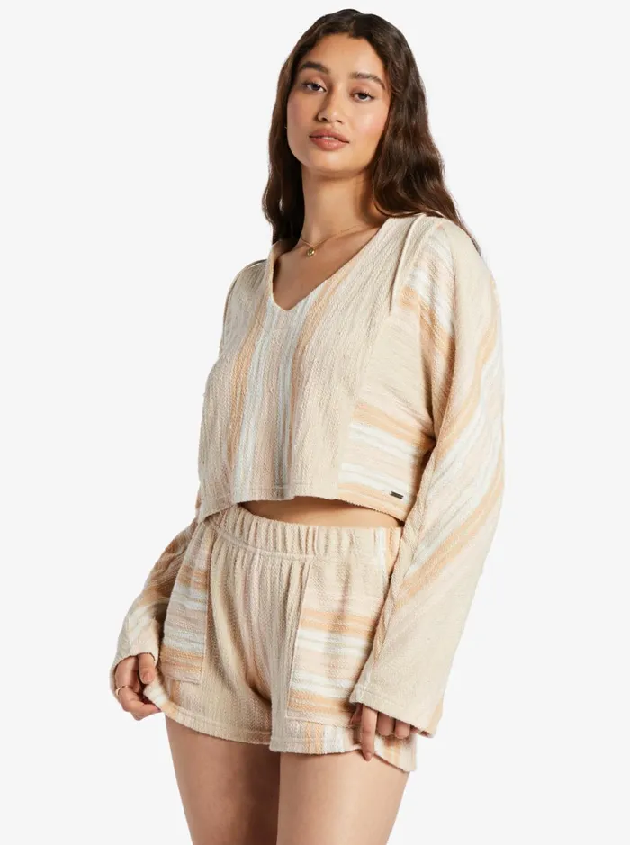 Roxy Sweaters Todos Santos Poncho Style Hoodie Bonzer Stripe Tapioca 8211 Women