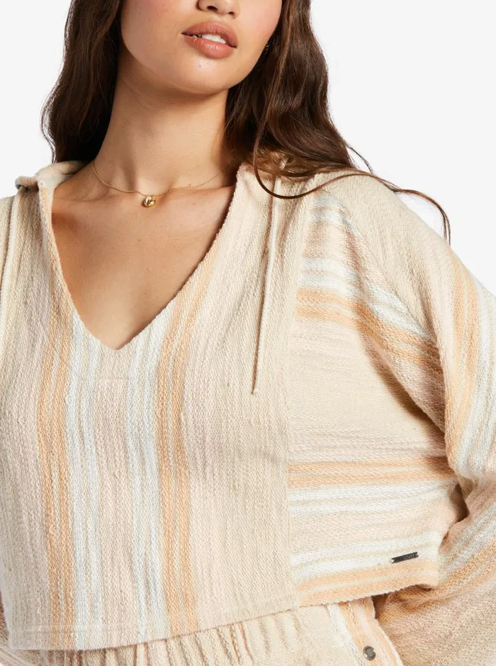 Roxy Sweaters Todos Santos Poncho Style Hoodie Bonzer Stripe Tapioca 8211 Women