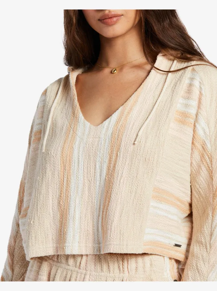 Roxy Sweaters Todos Santos Poncho Style Hoodie Bonzer Stripe Tapioca 8211 Women