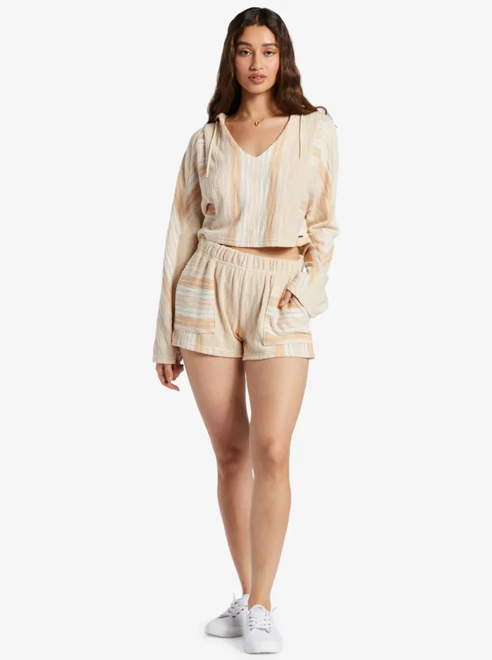 Roxy Sweaters Todos Santos Poncho Style Hoodie Bonzer Stripe Tapioca 8211 Women
