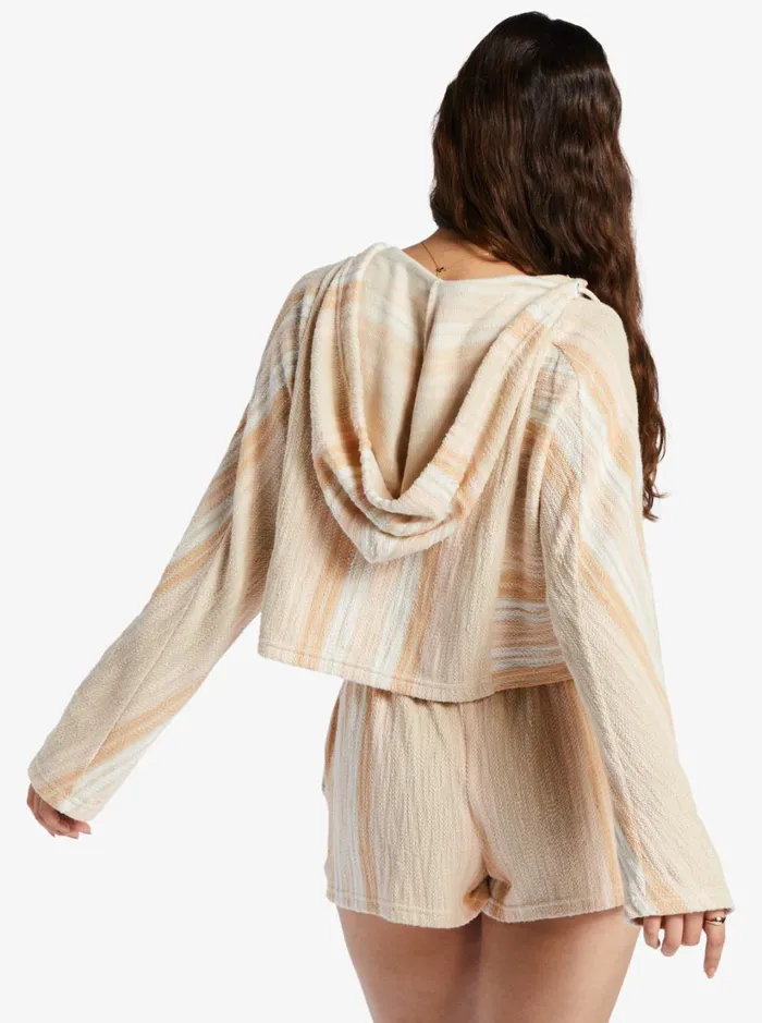 Roxy Sweaters Todos Santos Poncho Style Hoodie Bonzer Stripe Tapioca 8211 Women