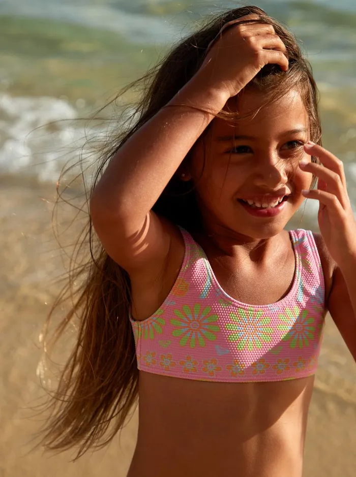 Roxy Swim Girl039s 27 Beach Day Together Two Piece Bralette Bikini Set Sachet Pink Beachy Bebe 8211 Women
