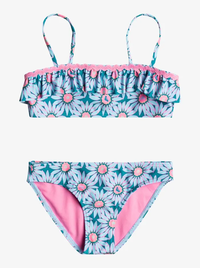 Roxy Swim Girl039s 27 Bold Florals Two Piece Bandeau Bikini Set Crystal Teal Sol Flower 8211 Women Roxy Swim Girl039s 27 Bold Florals Two Piece Bandeau Bikini Set Crystal Teal Sol Flower 8211 Women