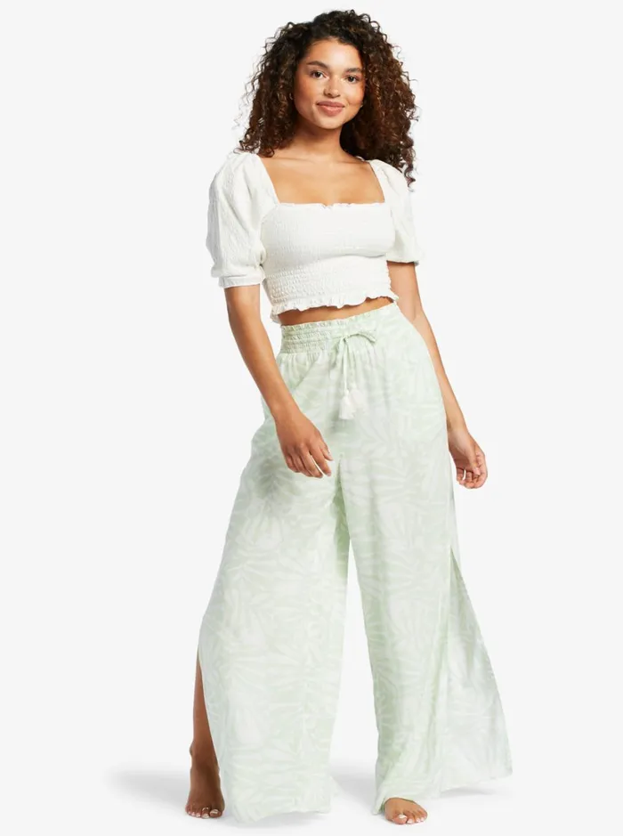 Roxy Tops Sunset Walks Puff Sleeve Crop Top Snow White 8211 Women