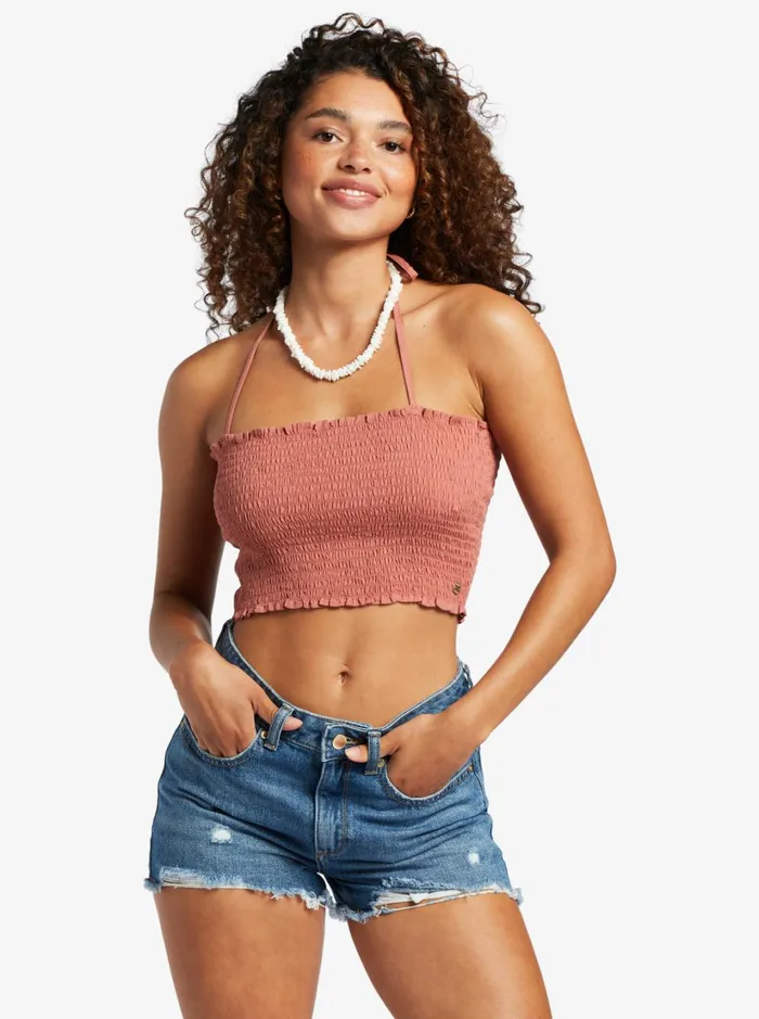 Roxy Tops Warm Waters Bandeau Top Cedar Wood 8211 Women