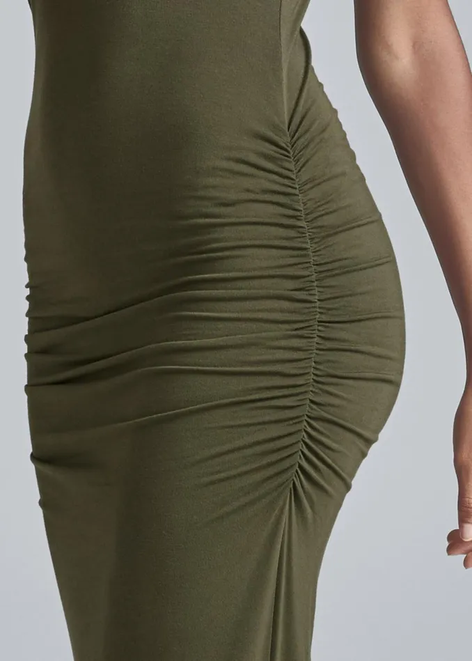RUCHED TANK MAXI DRESS Olive Women VENUS Casual Dresses
