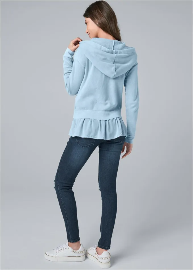 RUFFLE HEM LOUNGE JACKET Light Blue Women VENUS Jackets