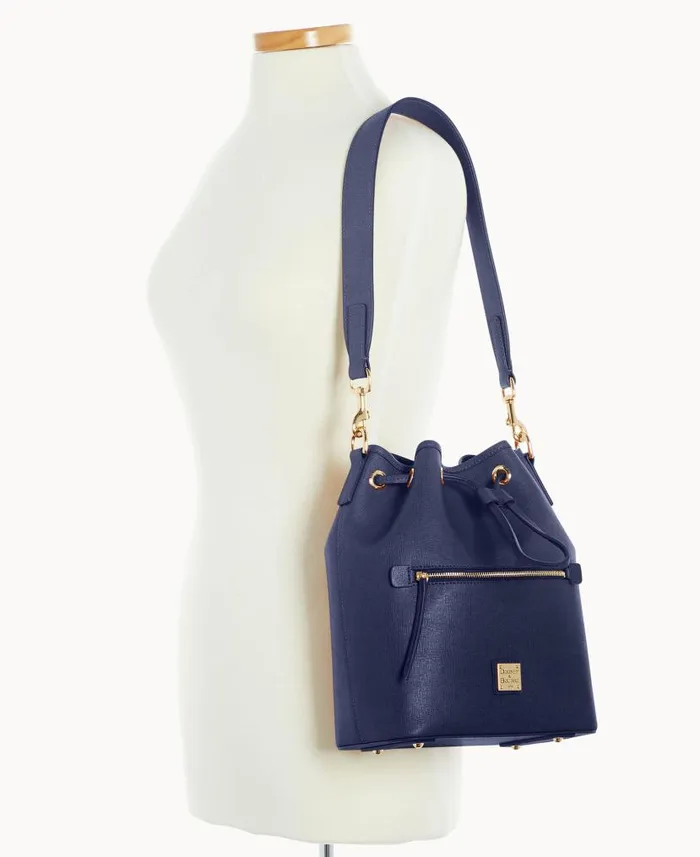 Saffiano Drawstring Marine Woman Dooney and Bourke Shoulder Bags Saffiano Drawstring Marine Woman Dooney and Bourke Shoulder Bags